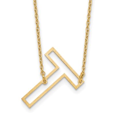 Sideways Cut Out Initial T Necklace Sterling Silver Gold-plated XNA1473GP/T