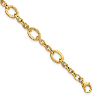 Fancy Link Bracelet 14k Gold Polished LF2152-7.75 196904315545