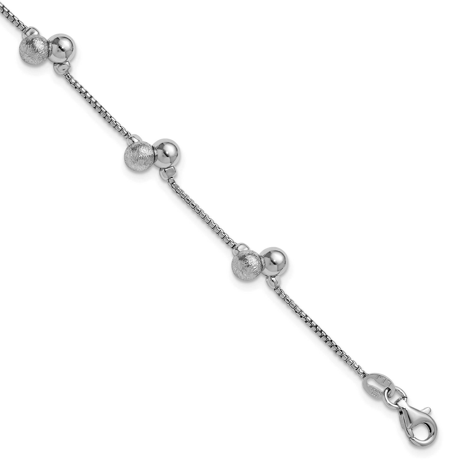 Brushed and Beaded with 1 Inch Extender Bracelet Sterling Silver Rhodium-plated QLF1477-7 196904318…