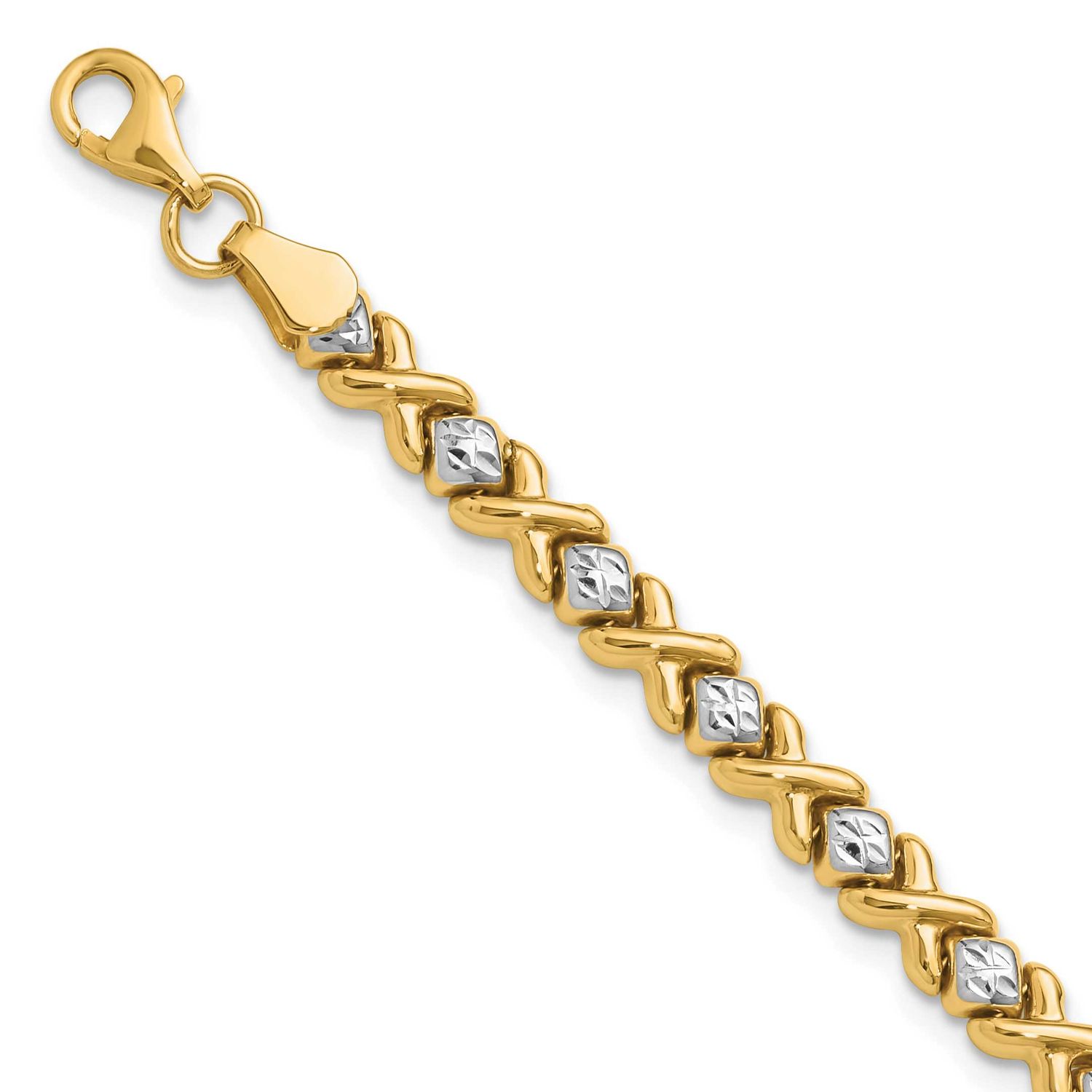 Rhodium Polished and Diamond-Cut Bracelet 10k Gold 5623-8 196904336748