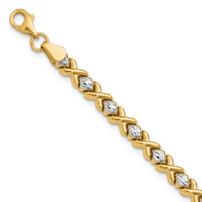 Rhodium Polished and Diamond-Cut Bracelet 10k Gold 5623-8 196904336748