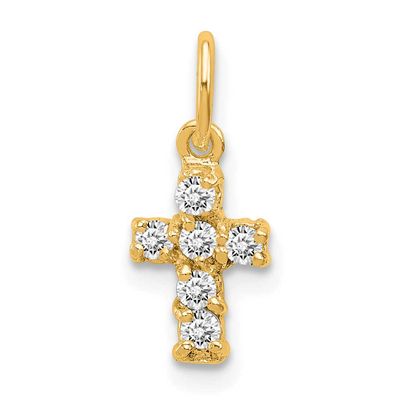 Gold-Tone CZ Cross Charm Sterling Silver QC5333GP