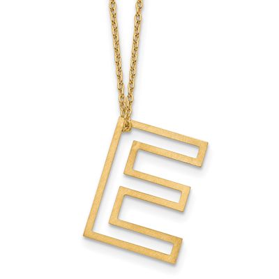 Cut Out Slide Initial E Necklace Sterling Silver Gold-plated XNA1474GP/E