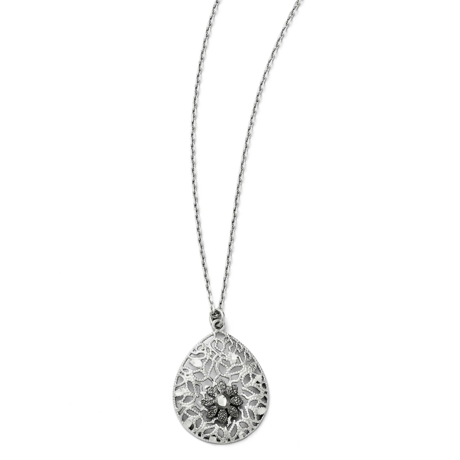 Diamond-Cut and Textured Necklace with 2 Inch Extender Sterling Silver QLF183-16 886774286327