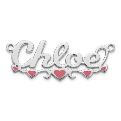 Epoxy Hearts Name Plate 14k White Gold XNA1501W