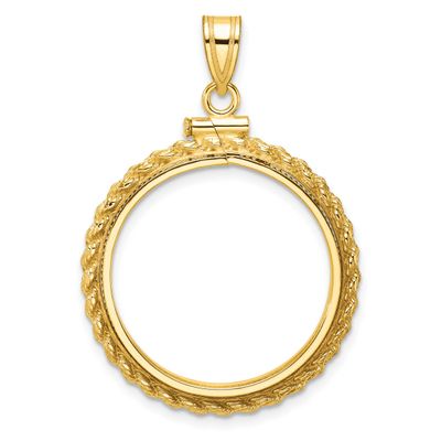 Casted Rope 22.0mm x 1.9mm Screw Top Coin Bezel Pendant 10k Gold Polished 10C8195/22.0