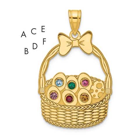 Sterling Silver 6 Birthstone with Bezel Easter Basket Pendant 14k Gold QMP1538/6G