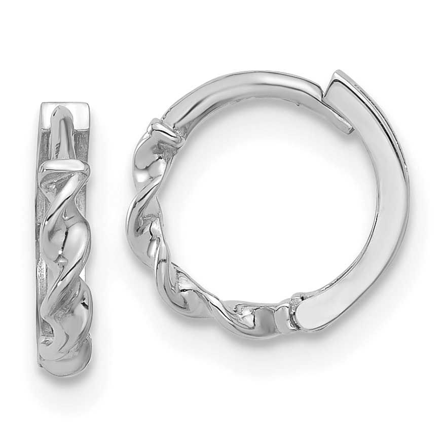 Twisted Huggie Hoop Earrings 14k White Gold Polished LE2405W