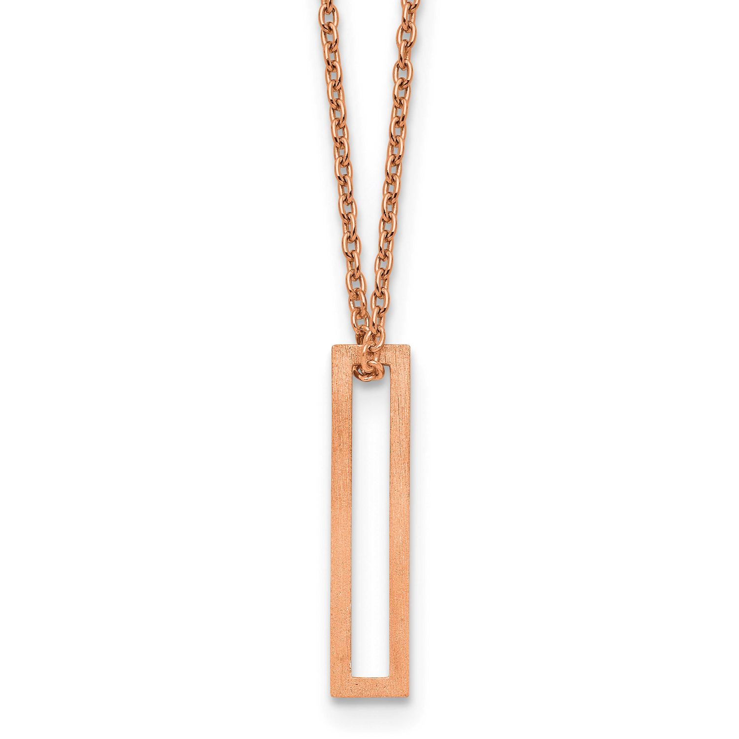 Rose Gold-Plated Cut Out Slide Initial I Necklace Sterling Silver XNA1474RP/I