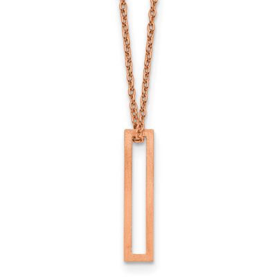 Rose Gold-Plated Cut Out Slide Initial I Necklace Sterling Silver XNA1474RP/I