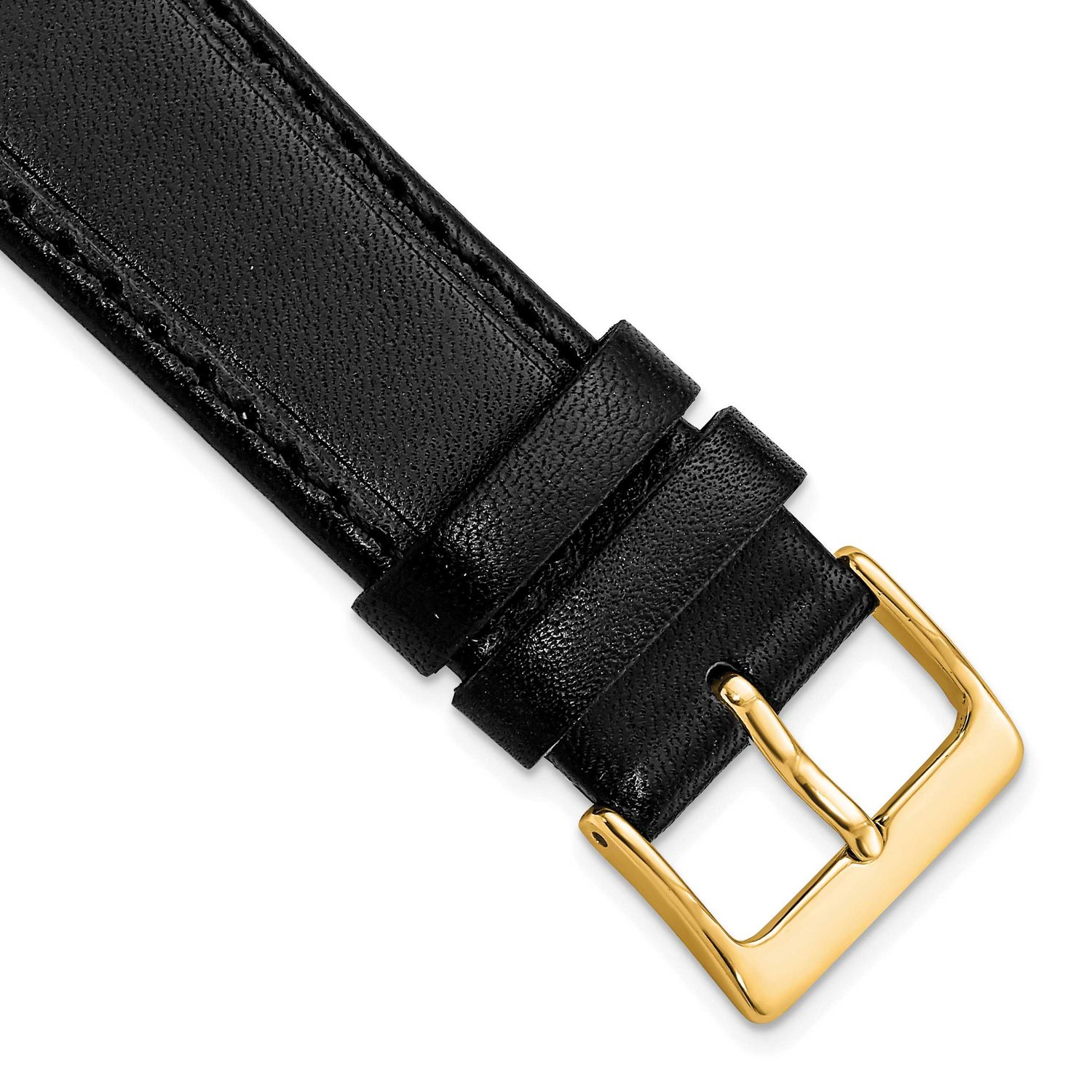Debeer 20mm Black Genuine Calf Leather with Gold-Tone Buckle 7.5 Inch Watch Band BAY358-20 19690435…