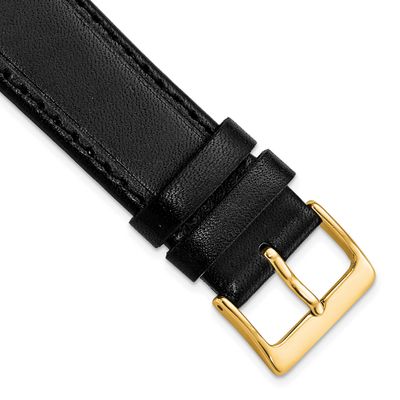Debeer 20mm Black Genuine Calf Leather with Gold-Tone Buckle 7.5 Inch Watch Band BAY358-20 19690435…