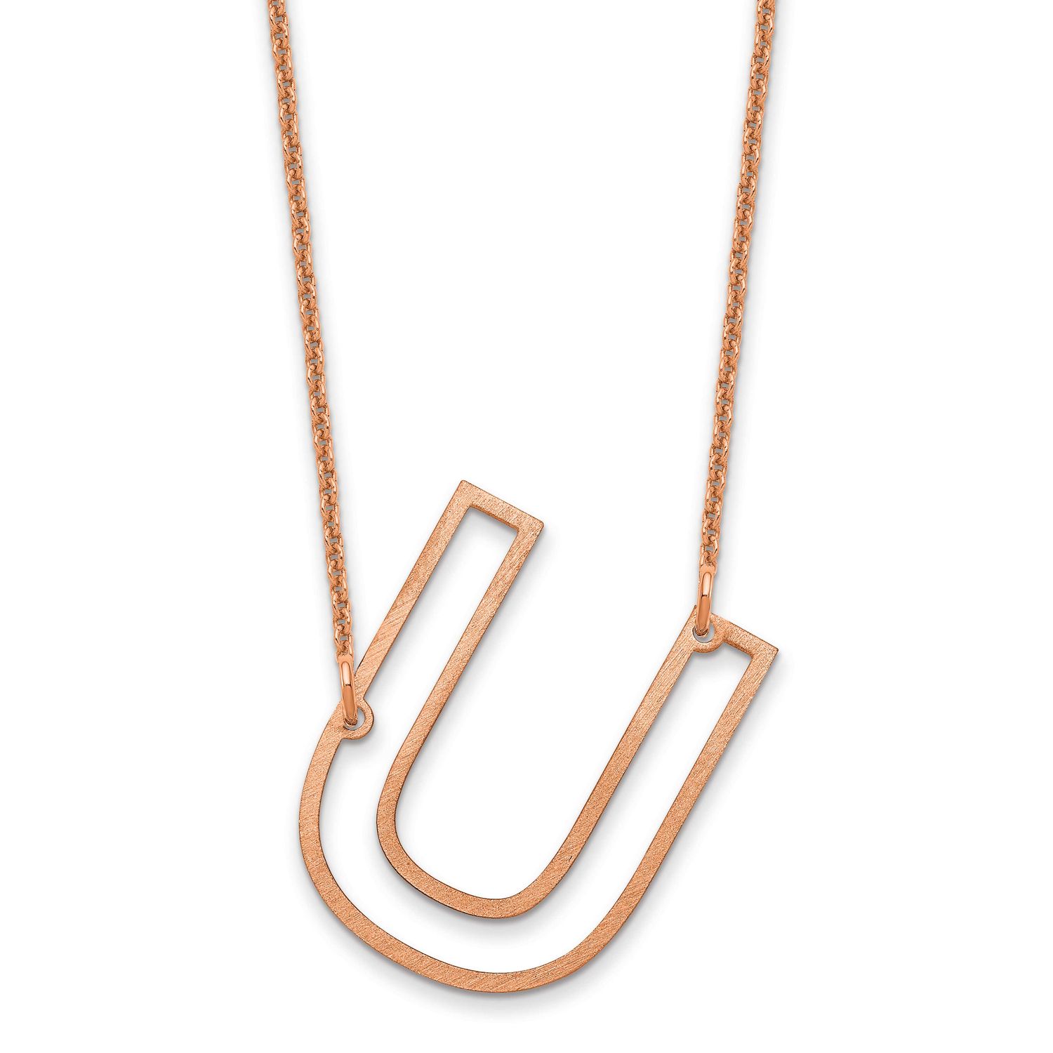 Sideways Cut Out Initial U Necklace 14k Rose Gold XNA1473R/U