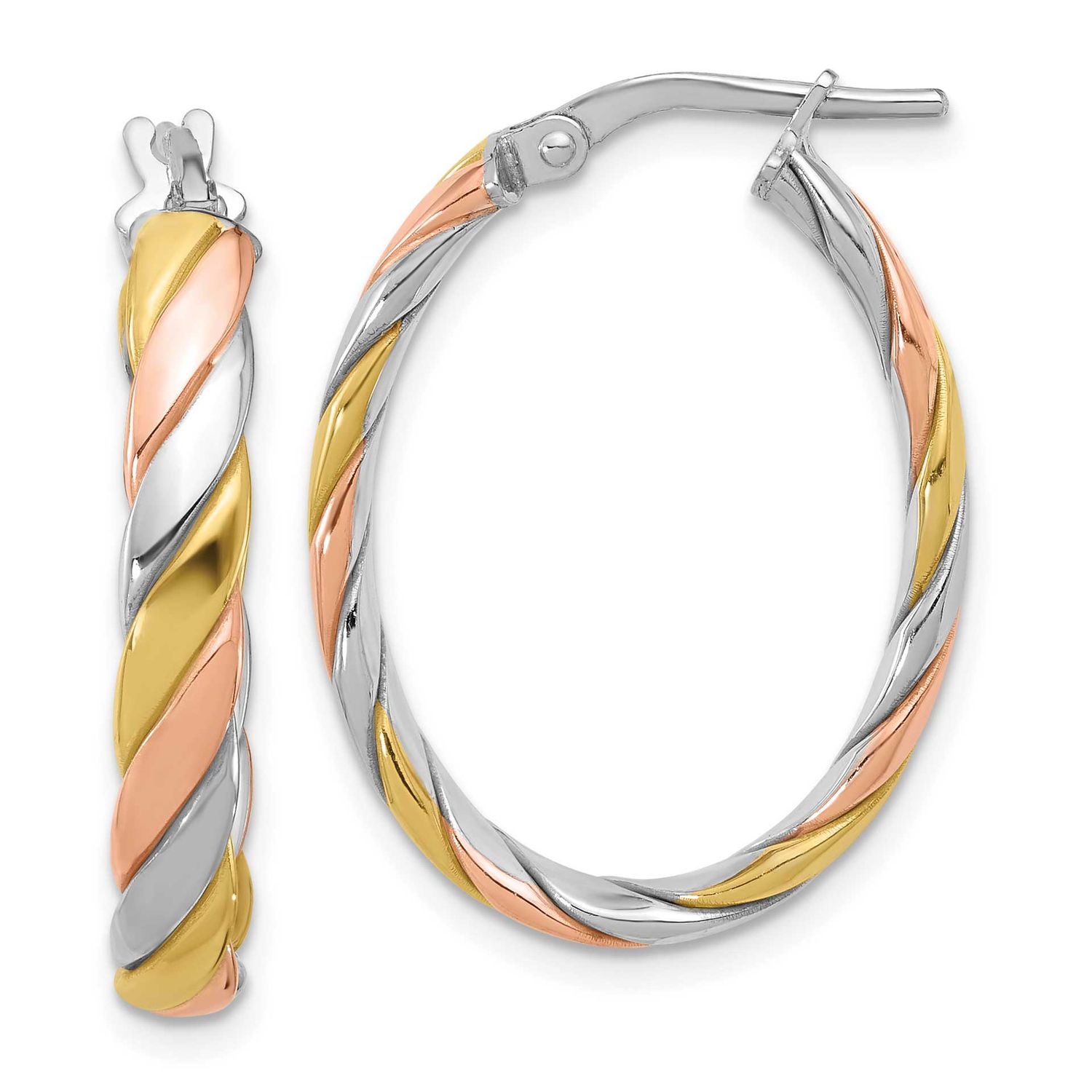 Gold and Rose-Tone Polished Hoop Earrings Sterling Silver QLE1496