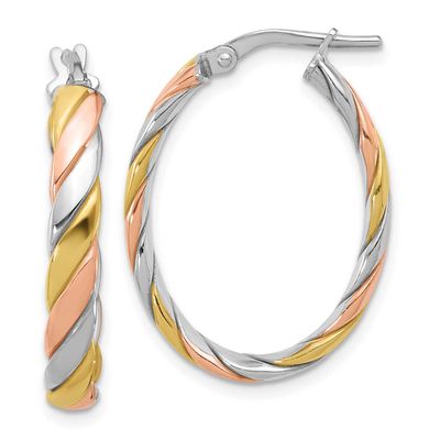 Gold and Rose-Tone Polished Hoop Earrings Sterling Silver QLE1496