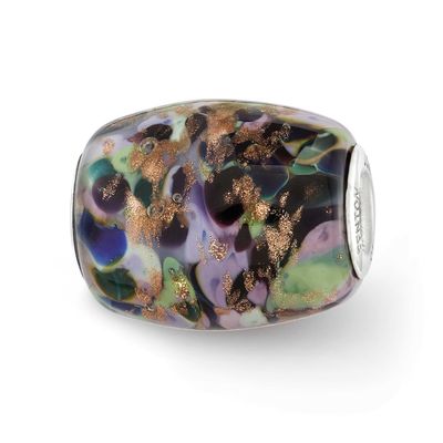 Ster.Silver Glitter African Violet Fenton Glass Bead QRS3638 19727653970