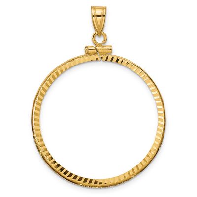 Diamond-Cut 32.0mm x 2.85mm Screw Top Coin Bezel Pendant 10k Gold Polished 10C1885D/32.0