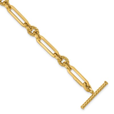 Fancy Link Toggle Bracelet 14k Gold Polished LF2027-7.5 196904273531