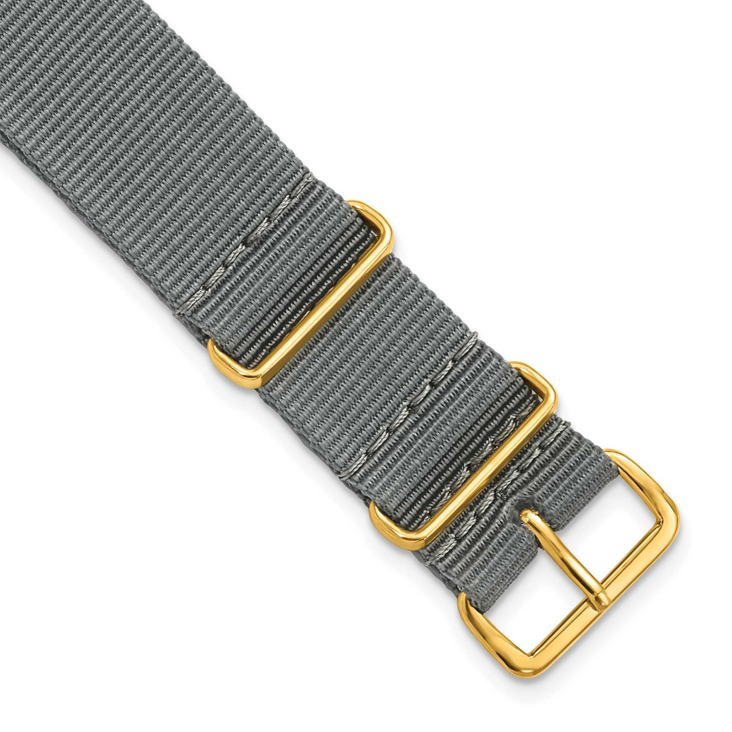 Debeer 22mm One-Piece Grey Military Ballistic G10 Nylon with Gold-Tone Buckle 10.75 Inch Watch Band…
