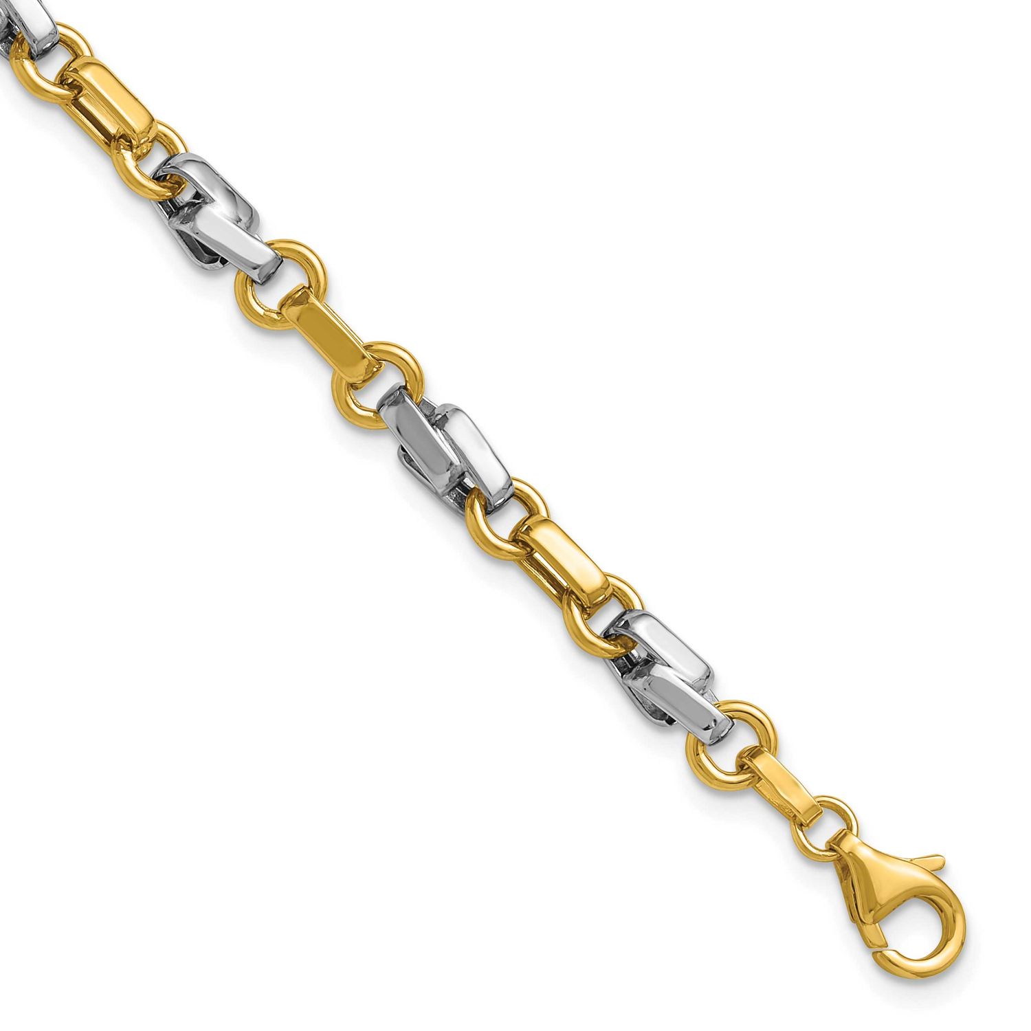 White Rhodium Polished Fancy Link Bracelet 14k Gold LF2191-7.5 196904315224