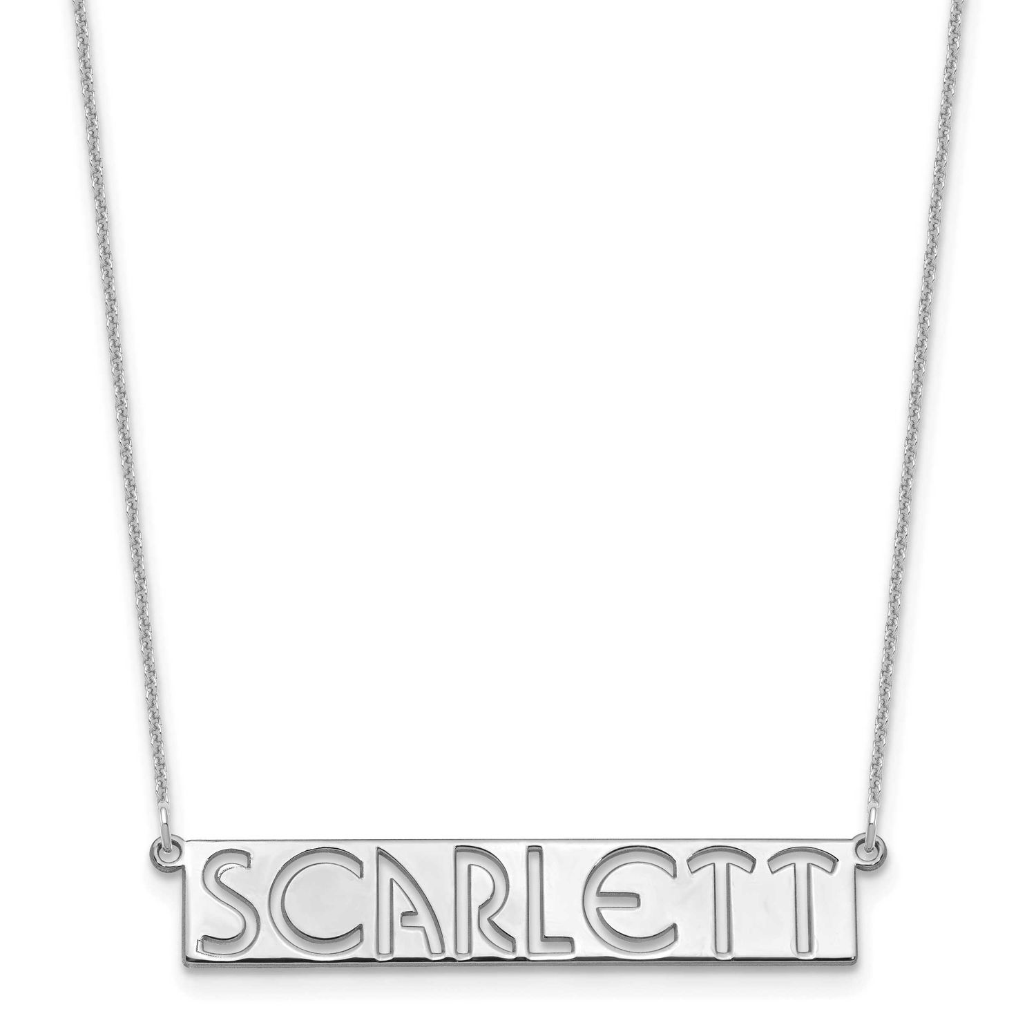 7-9 Letter Cut-Out Name Bar Necklace 10k White Gold 10XNA1528W