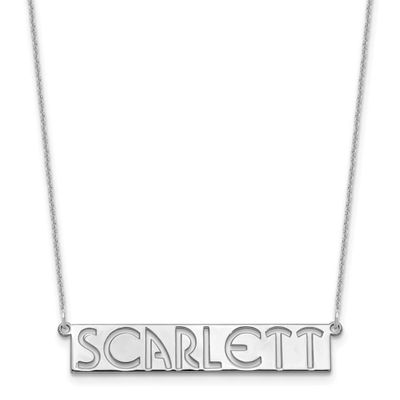 7-9 Letter Cut-Out Name Bar Necklace 10k White Gold 10XNA1528W