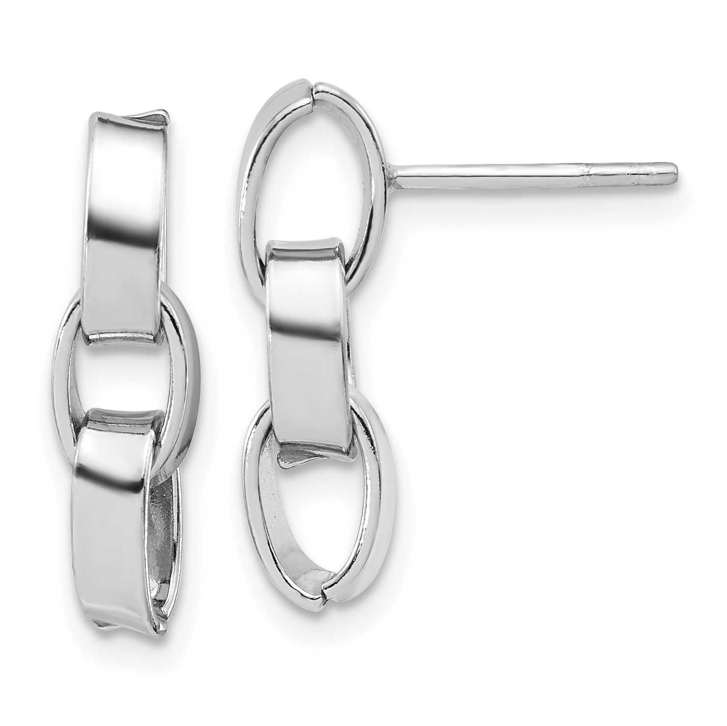 3-Link Dangle Post Earrings Sterling Silver Rhodium-plated Polished QLE1562