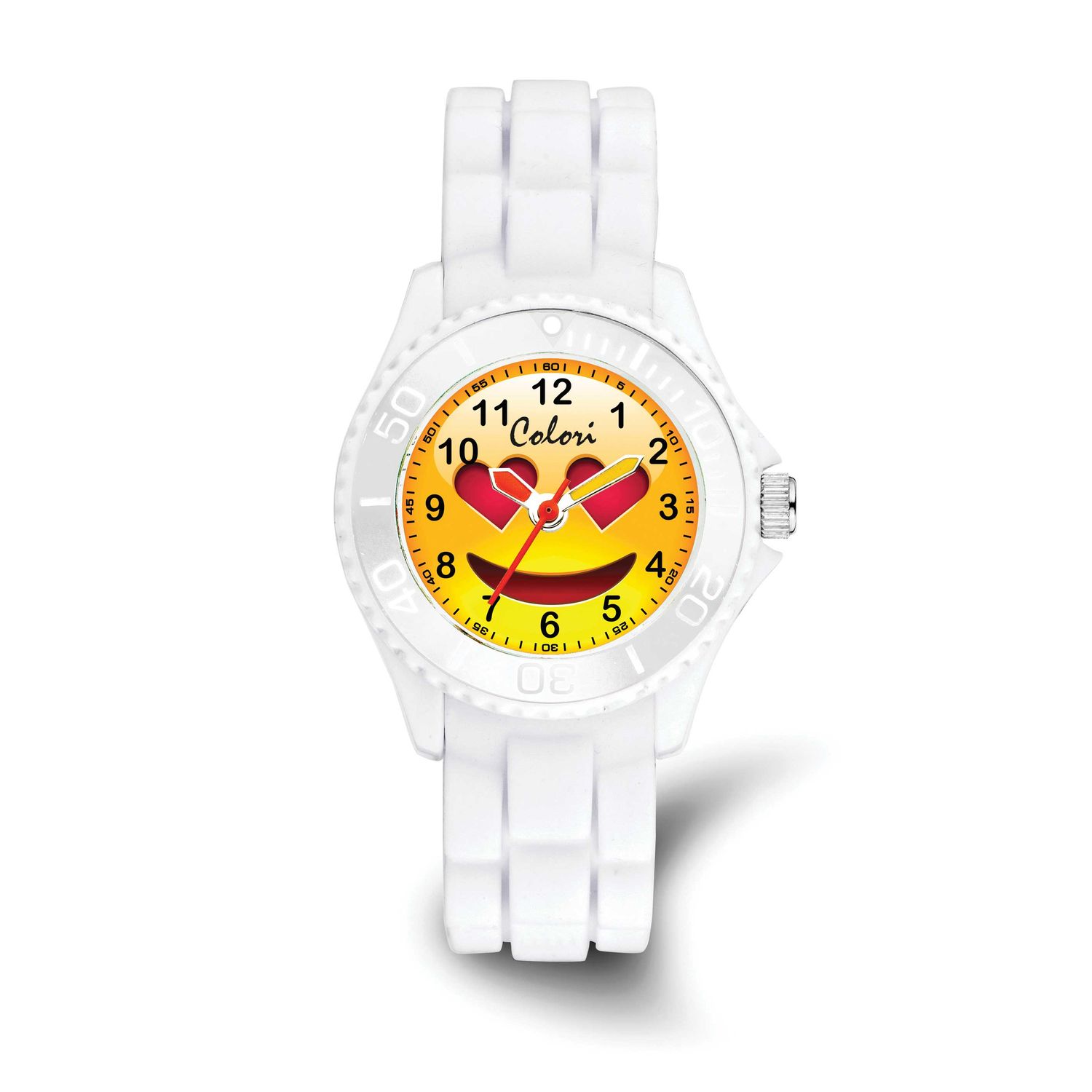 Colori Kids 30mm Smiley Heart Dial with White Silicone Band Watch XWA6609