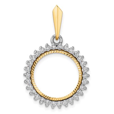 Diamond-Cut Aaa Diamond Circle 16.0mm Prong Coin Bezel Pendant 14k Two-tone Gold Polished CS3984D/1…