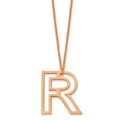 Cut Out Slide Initial R Necklace 14k Rose Gold XNA1474R/R