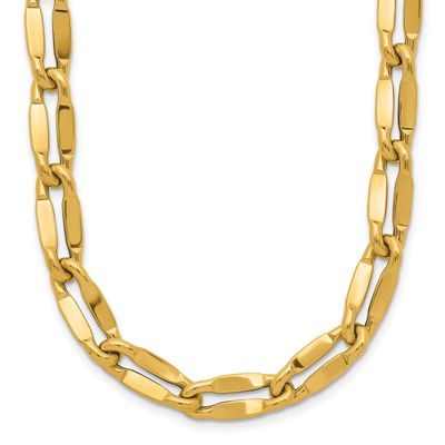 Fancy Contoured Link Necklace 14k Gold Polished LF2261-18