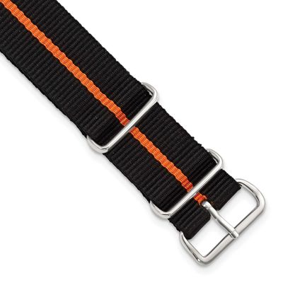 Debeer 18mm One-Piece Black with Orange Stripe Military Ballistic G10 Nylon with Silver-Tone Buckle…