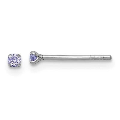Madi K Rh-Plat Purple 2mm CZ Children&#39;s Stud Post Earrings Sterling Silver QE18300