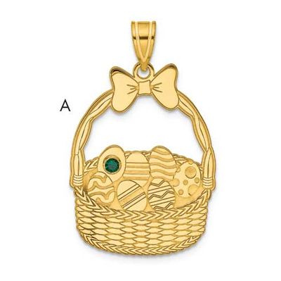 1 Birthstone with Bezel Easter Basket Pendan Sterling Silver Gold-plated QMP1538/1GP
