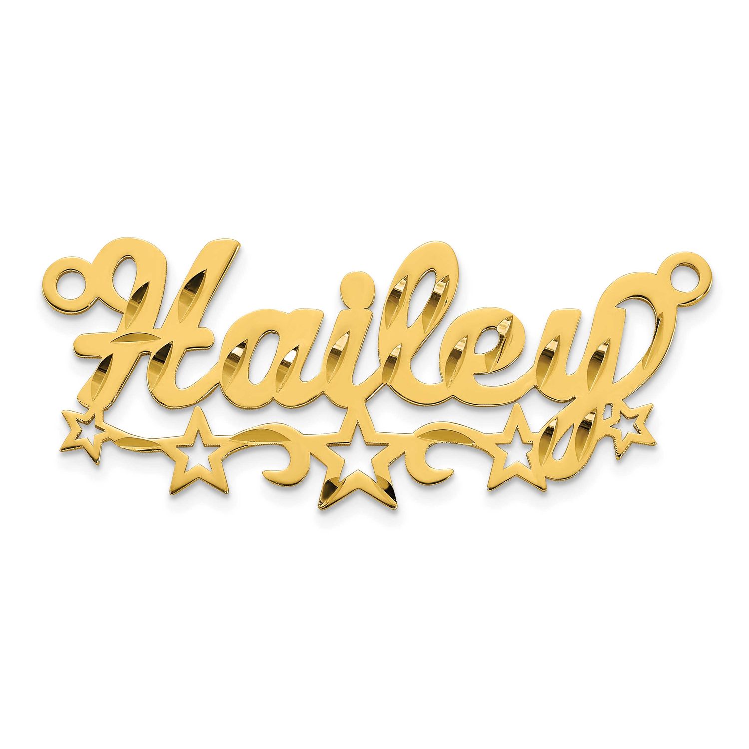 Diamond-Cut Cut-Out Stars Name Plate 10k Gold 10XNA1533Y