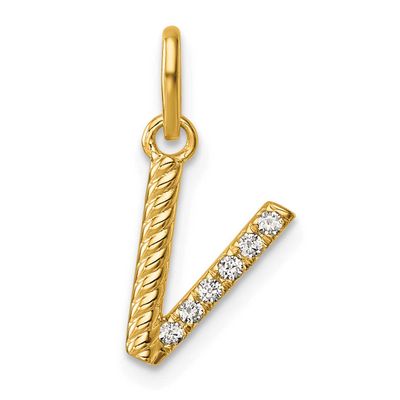 Twisted .05 Ct. Diamond Initial V Charm 14k Gold PM10732V-YA