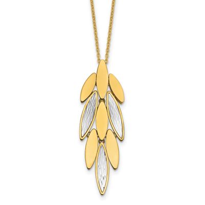 14K Two-Tone Polished/Diamond-Cut Fancy with 1 Inch Extender Necklace 14k Two-tone Gold Polished LF…