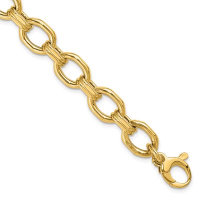 Fancy Link with 1 Inch Extender Bracelet 14k Gold Polished LF1876-7.5 196904171097