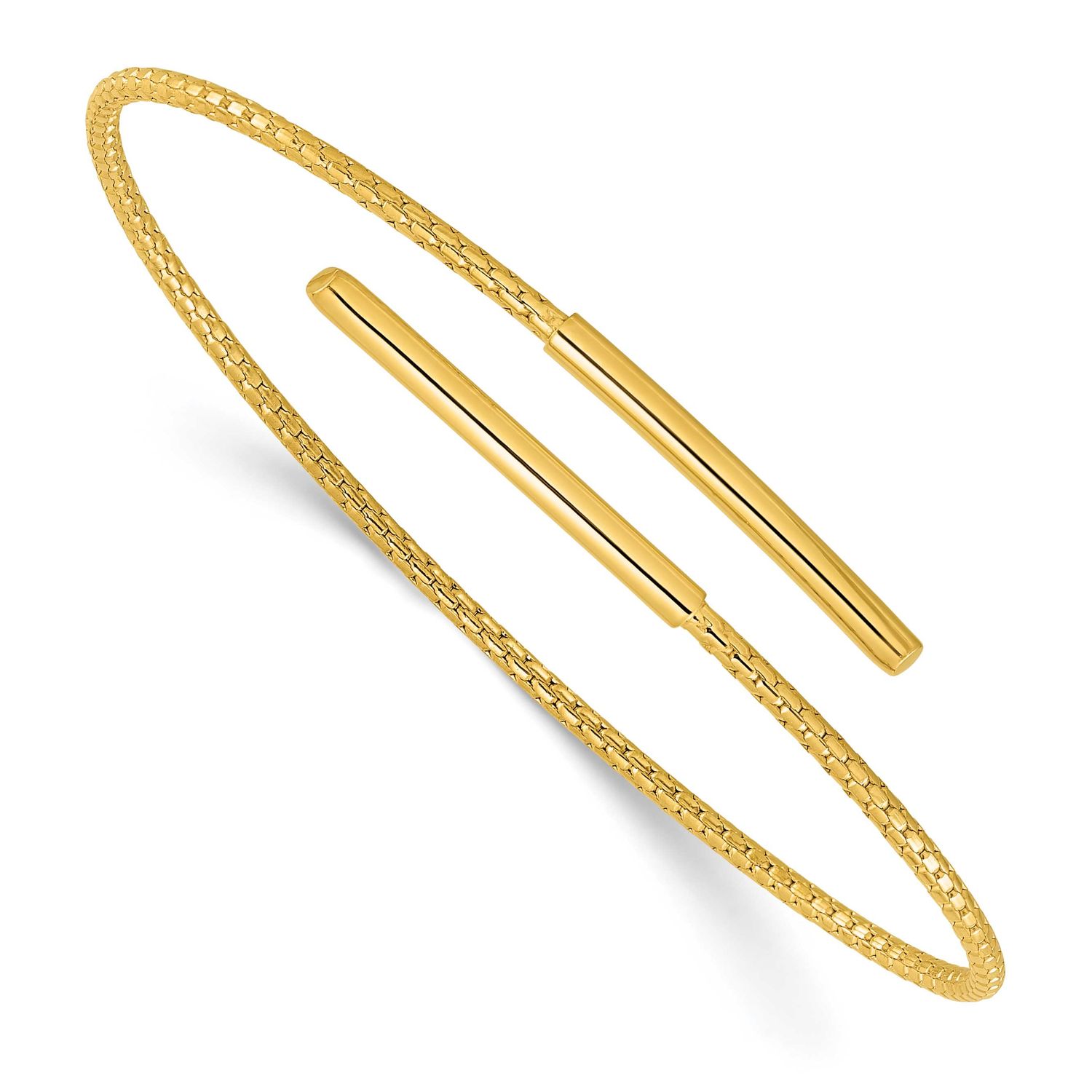 Polished Bypass Cuff Bangle Sterling Silver Gold-plated QLF1377Y 196904347300