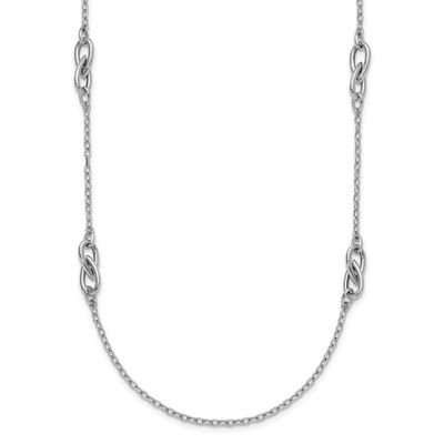 Polish Fancy Link with 2 Inch Extender Necklace Sterling Silver Rhodium-plated QLF1433-24 196904321…