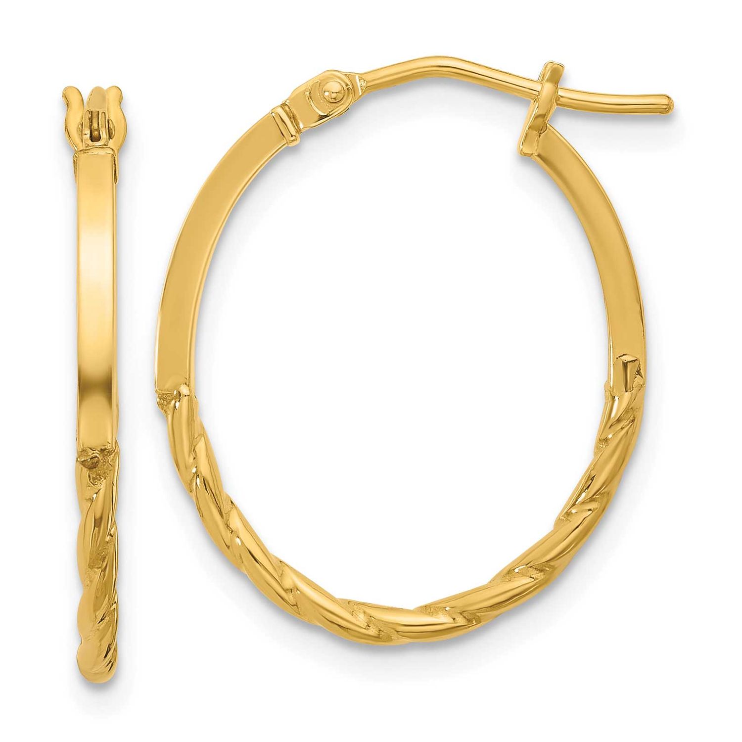 Twist Oval Hoop Earrings 10k Gold Polished 10LE602 196904345634