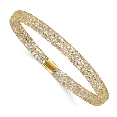 Rhodium-Plating Polished Stretch Bangle 10k Gold 10LF666