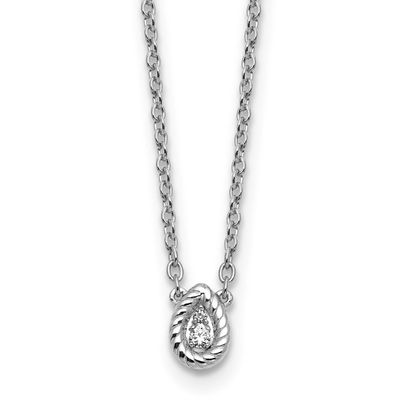 White Ice 18 Inch Diamond Twisted Teardrop Necklace Plus 2 Inch Extenderender Sterling Silver Rhodi…