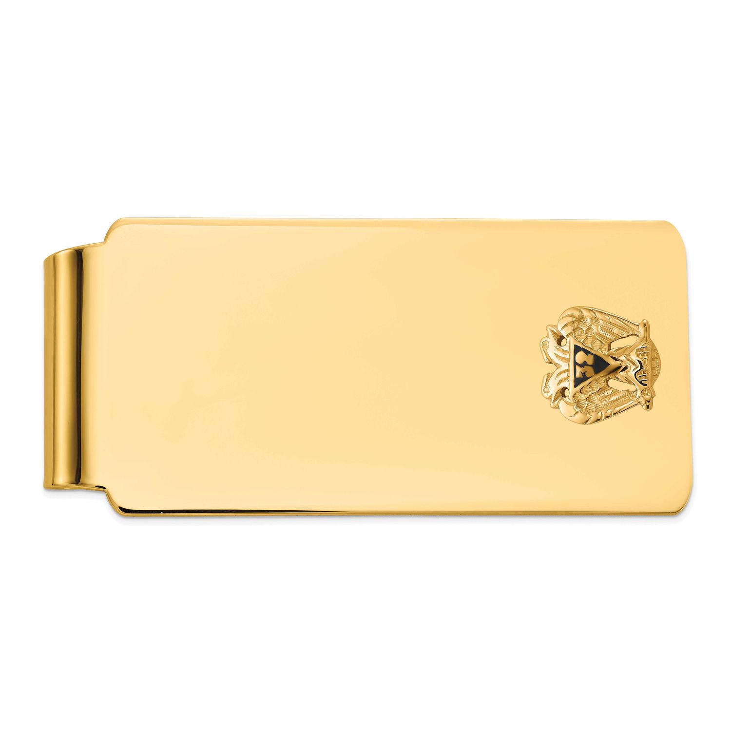 Men&#39;s Polished and Textured with Black Enamel 32 Degree Scottish Rite Masonic Small Money Clip 14k …