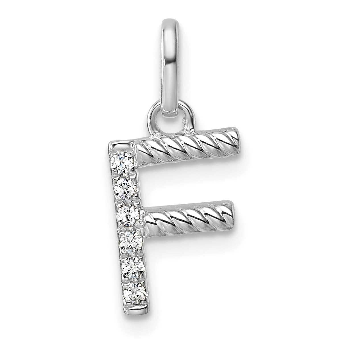 Twisted .05 Ct. Diamond Initial F Charm 14k White Gold PM10732F-WA