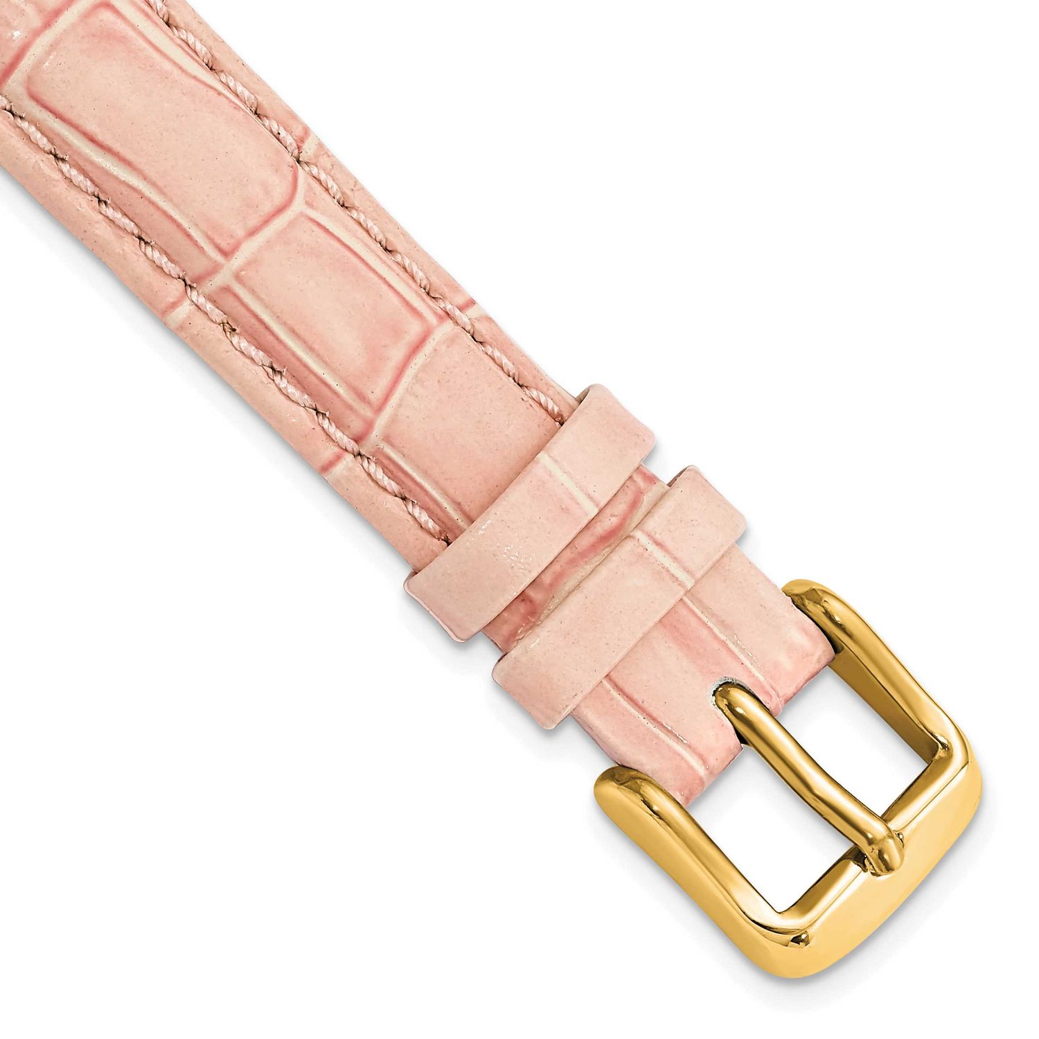 Debeer 14mm Pink Crocodile Grain Chronograph Leather with Gold-Tone Buckle 6.75 Inch Watch Band BAY…