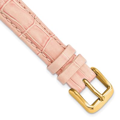 Debeer 14mm Pink Crocodile Grain Chronograph Leather with Gold-Tone Buckle 6.75 Inch Watch Band BAY…