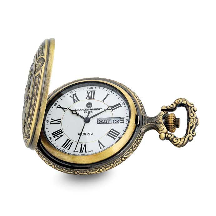 Charles Hubert Two-Tone Antique Finish Train Pocket Watch XWA6149 848870008357