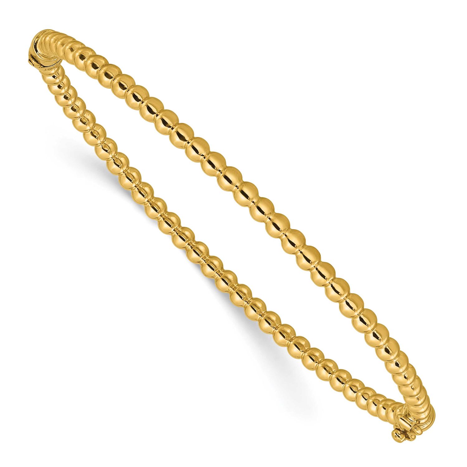 Beaded Hinged Bangle 14k Gold Polished LF2149 196904315675