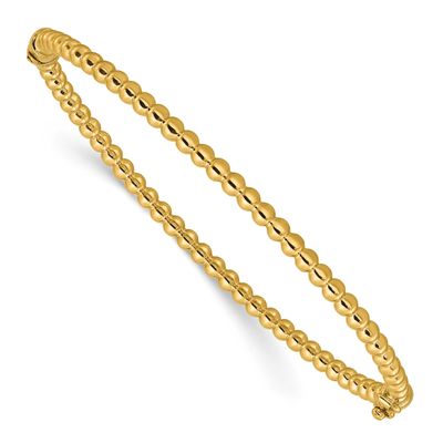 Beaded Hinged Bangle 14k Gold Polished LF2149 196904315675